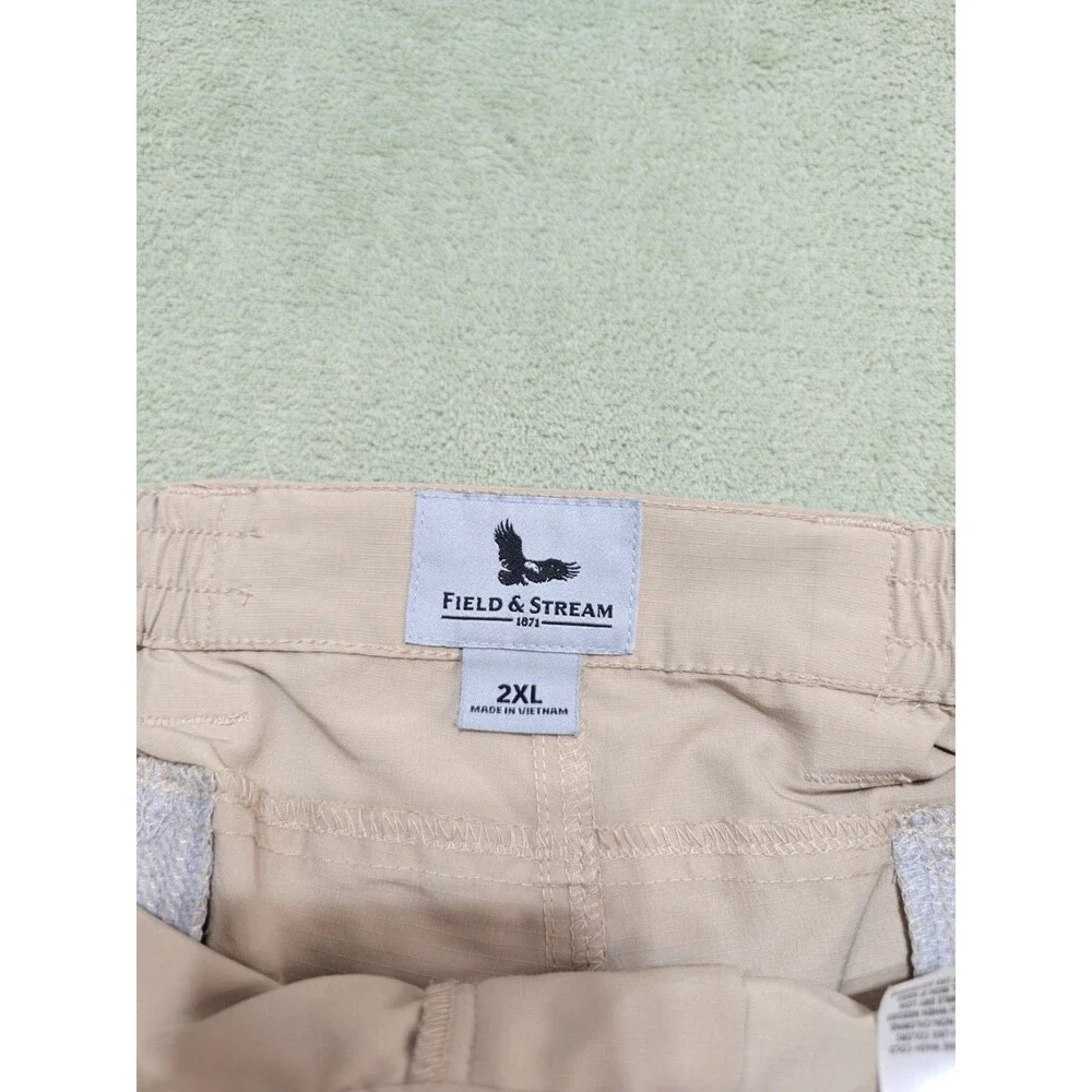 Field & Stream Shorts Mens 2XL Khaki Quick Dry Ripstop Cargo Fishing Utility